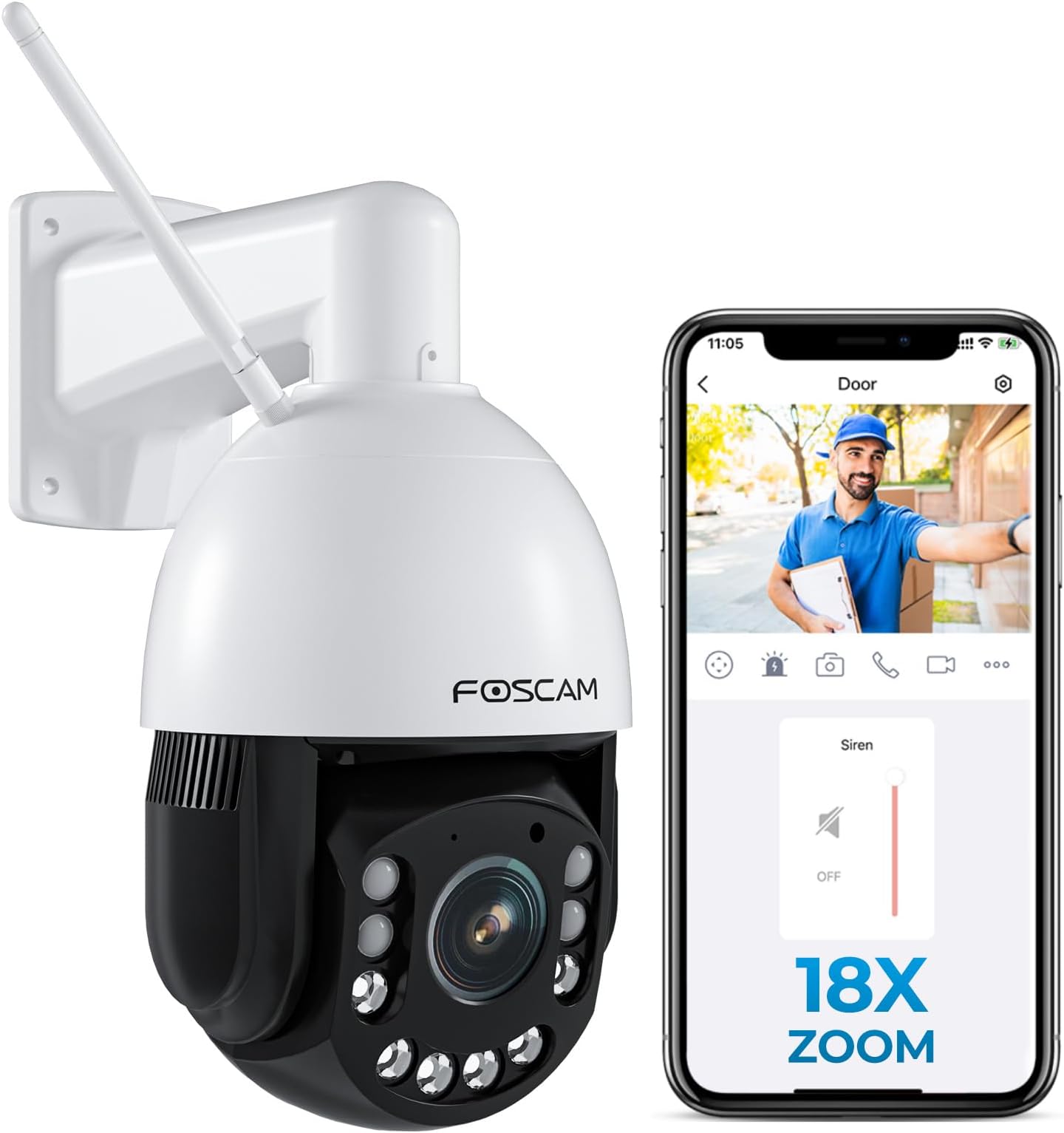 4MP WiFi PTZ Outdoor Camera, 18X Optical Zoom with Auto Tracking, 2.4/5GHz WiFi Camera for Home Security, Person/Vehicle/Animal Detection, 656ft Night Vision, 350° Pan 90° Tilt, Two-Way Audio