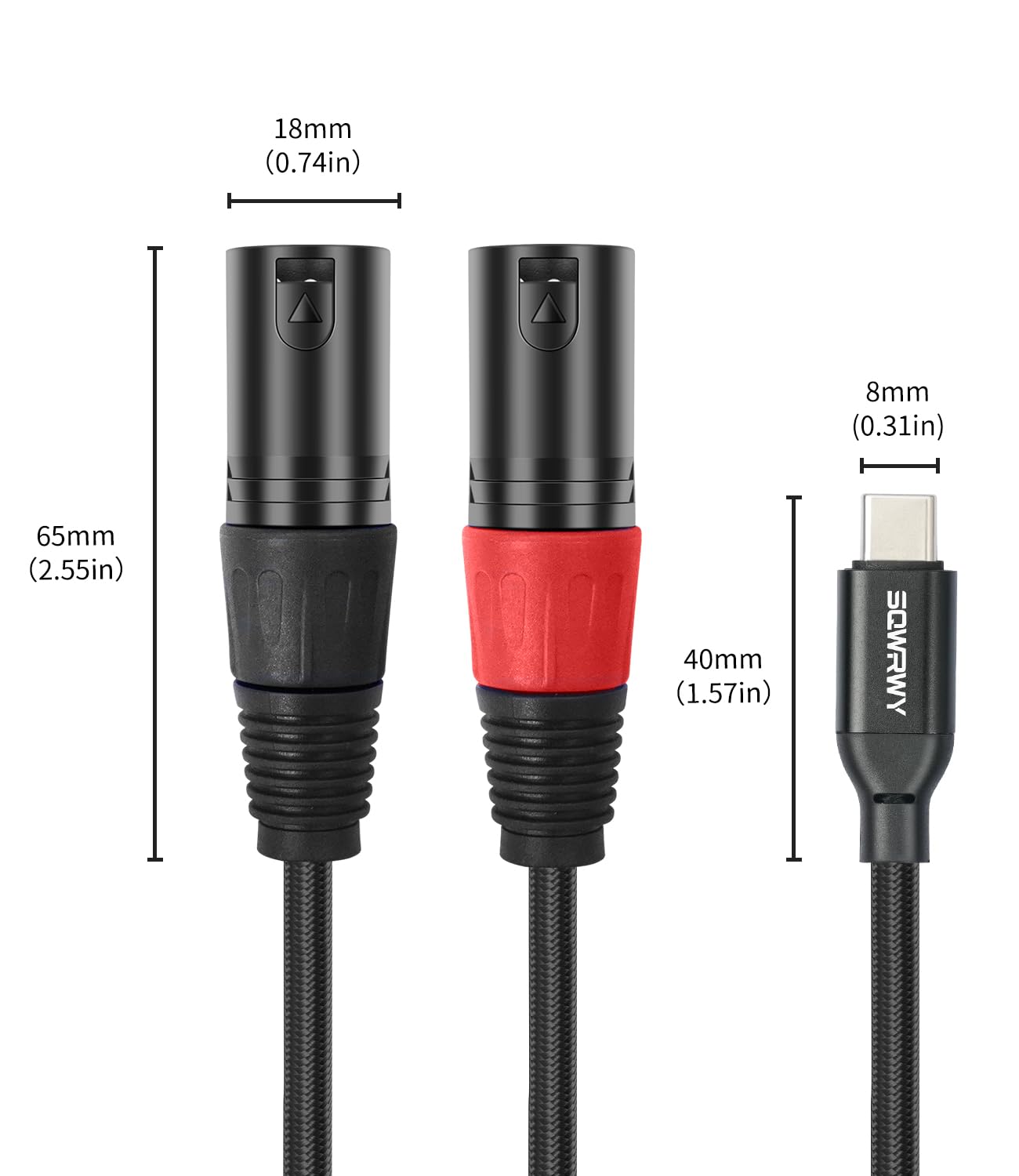 Kabel audio USB C na Dual XLR, 2 m, stereo typu C na 2 XLR kabel rozdzielający Y do smartfona, laptopa, tabletu do aktywnego głośnika, miksera, wzmacniacza, kompatybilny z Windows, MacOS, iOS