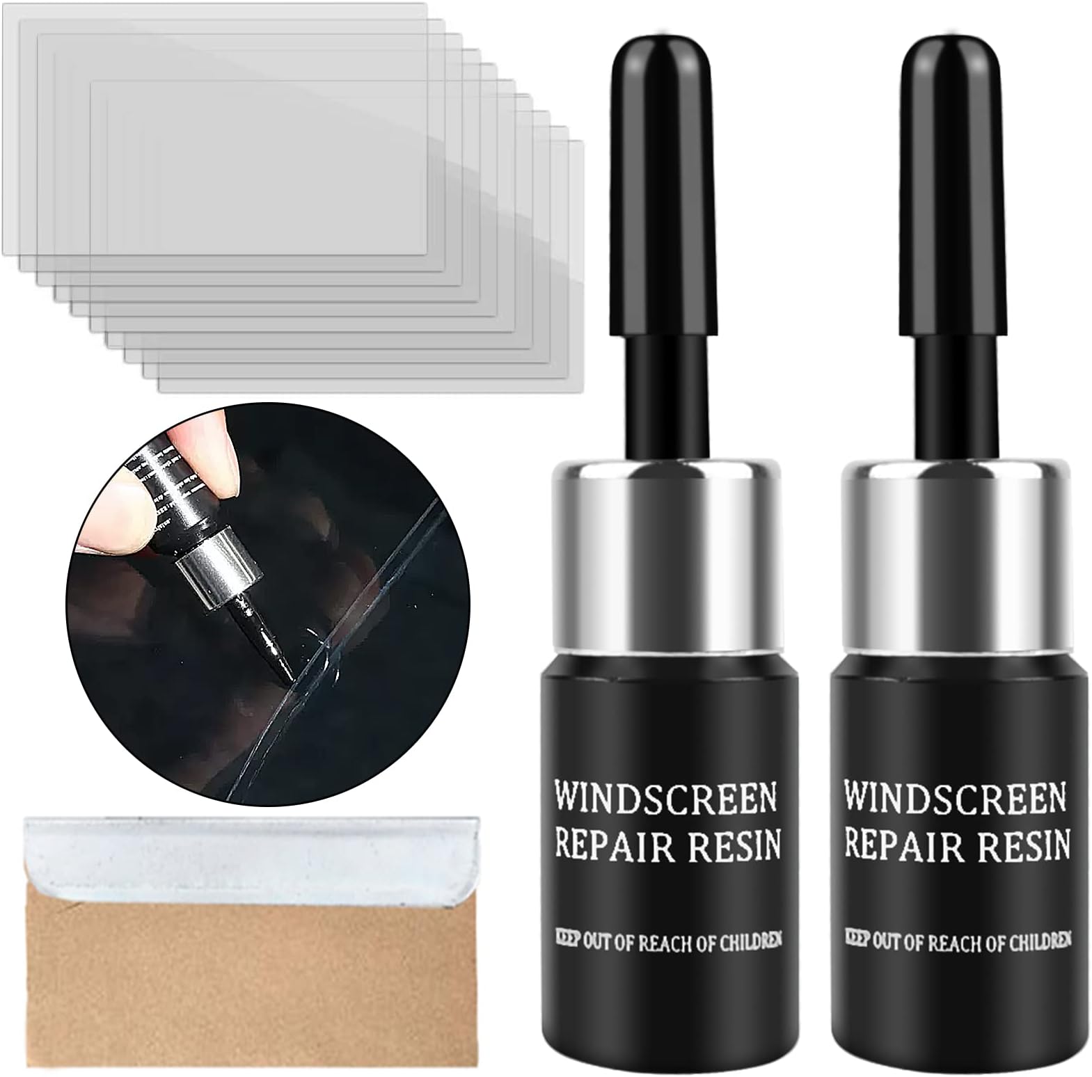 KSIDUT Windshield Repair Kit, 4 Pcs Car Glass Repair Kit