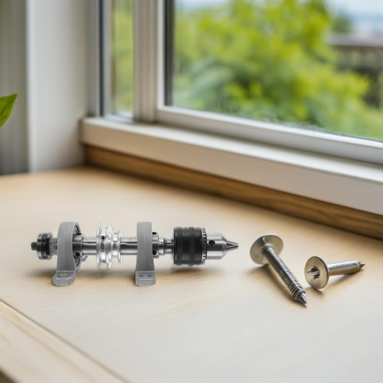 Woodworking Table Saw Spindle Bearing Assembly with Pulley and Chuck Compatible Replacement for Bench Saw Lathe Drill Machine Accessories 6.69 X 1.18 X 1.18 Inches