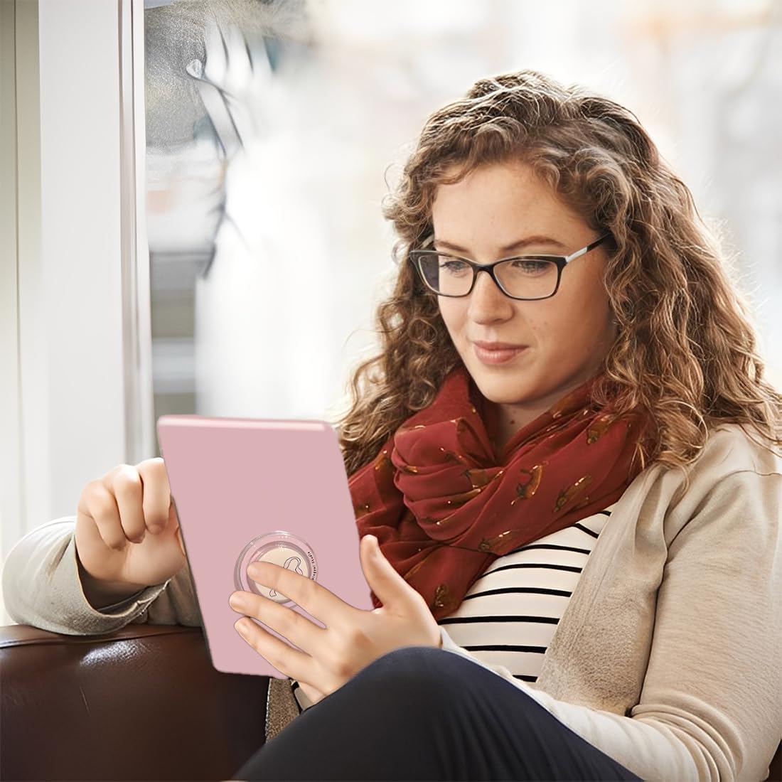 Magnetyczne uchwyty na Kindle, wzorem wstążki motyla, kolor różowy, składany uchwyt i podpora, do smartfonów, Kindle i tabletów, akcesoria do telefonu