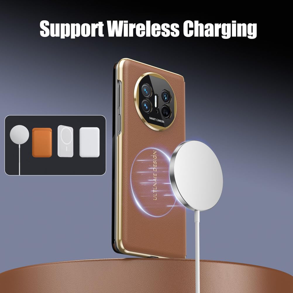 Pokryte etui do Huawei Mate X6, przezroczyste okno widoczne, klapka, magnetyczne, ultracienkie, wegańskie skórzane etui na telefon komórkowy, niebieski, X6