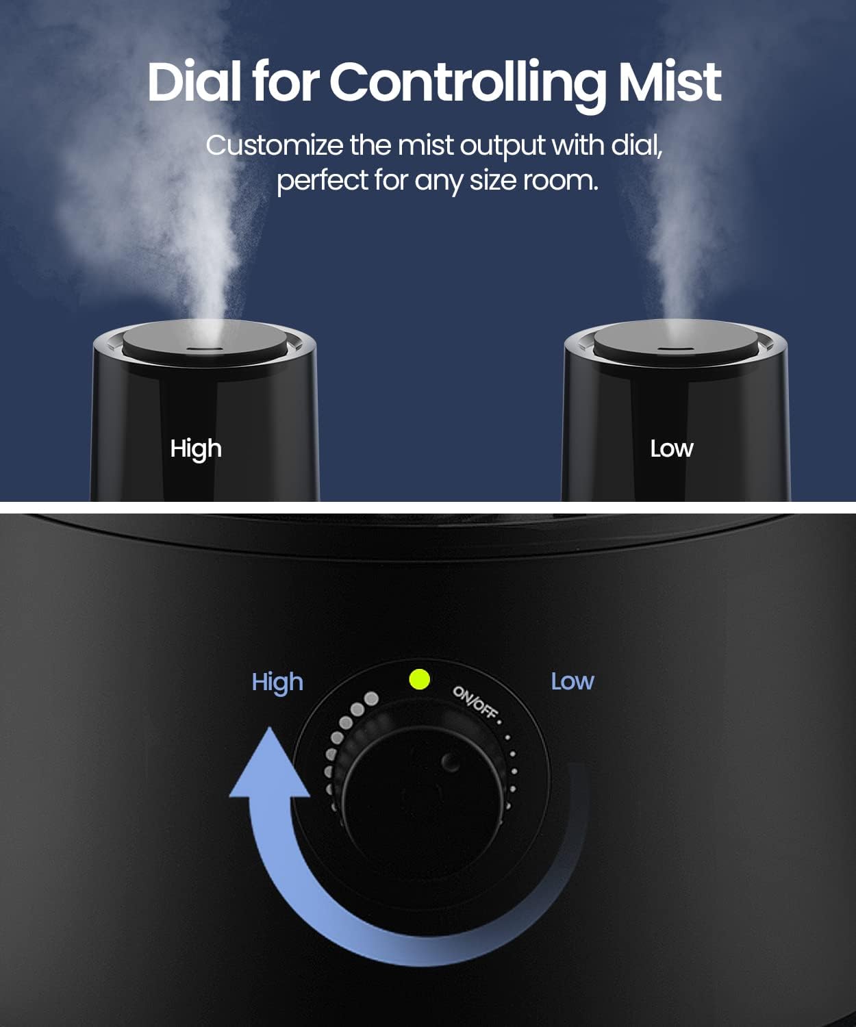 raydrop Humidificadores para dormitorio, humidificadores para el hogar y habitación grande, humidificadores de niebla fría para bebés y plantas, nivel de niebla ajustable, apagado automático, negro