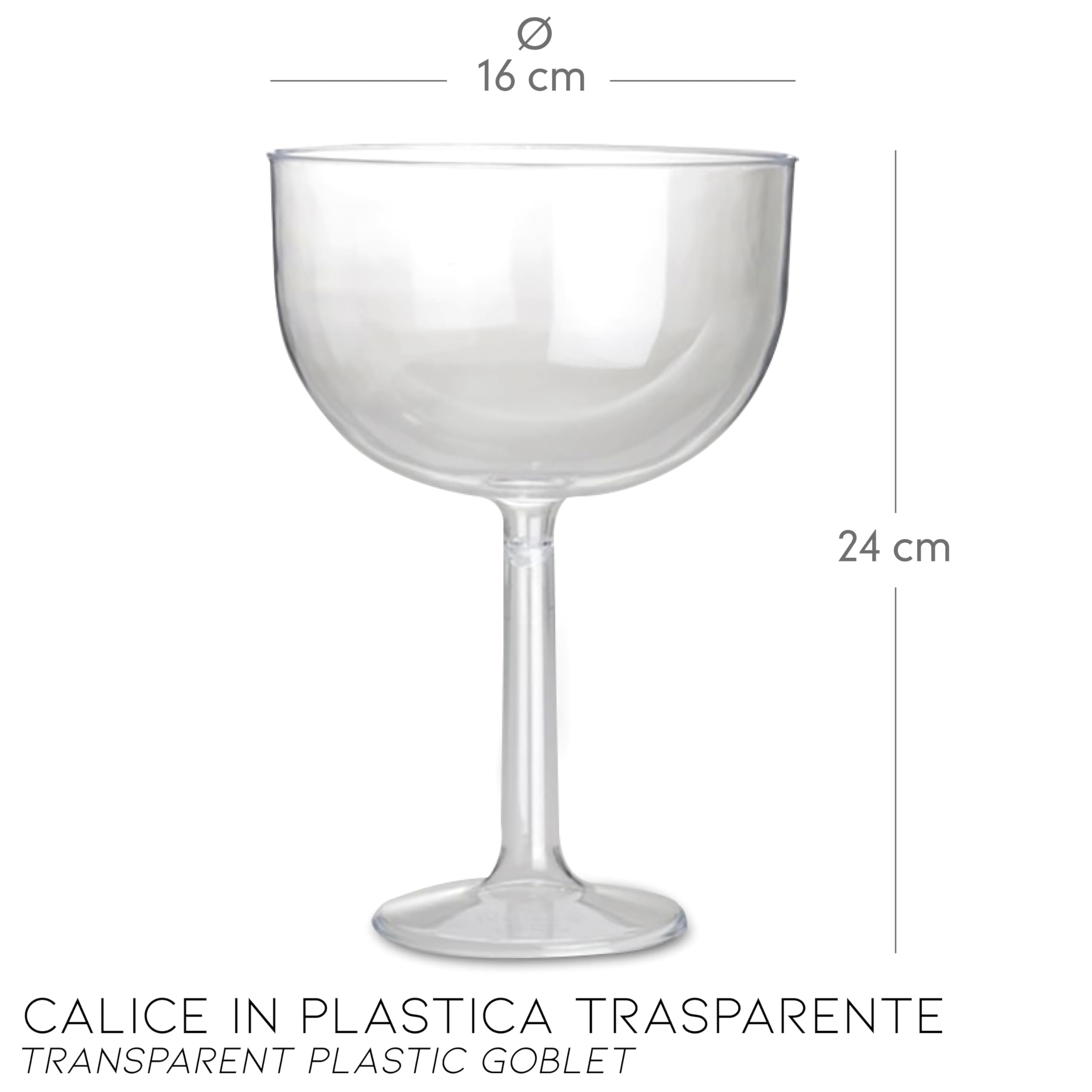Decoraparty Calice Porta Confetti Trasparente, Bicchiere Gigante Maxi Centrotavola Coppa da Tavola per Caramelle Cioccolatini Portaconfetti Confettata - Diametro 16 cm x Altezza 24 cm