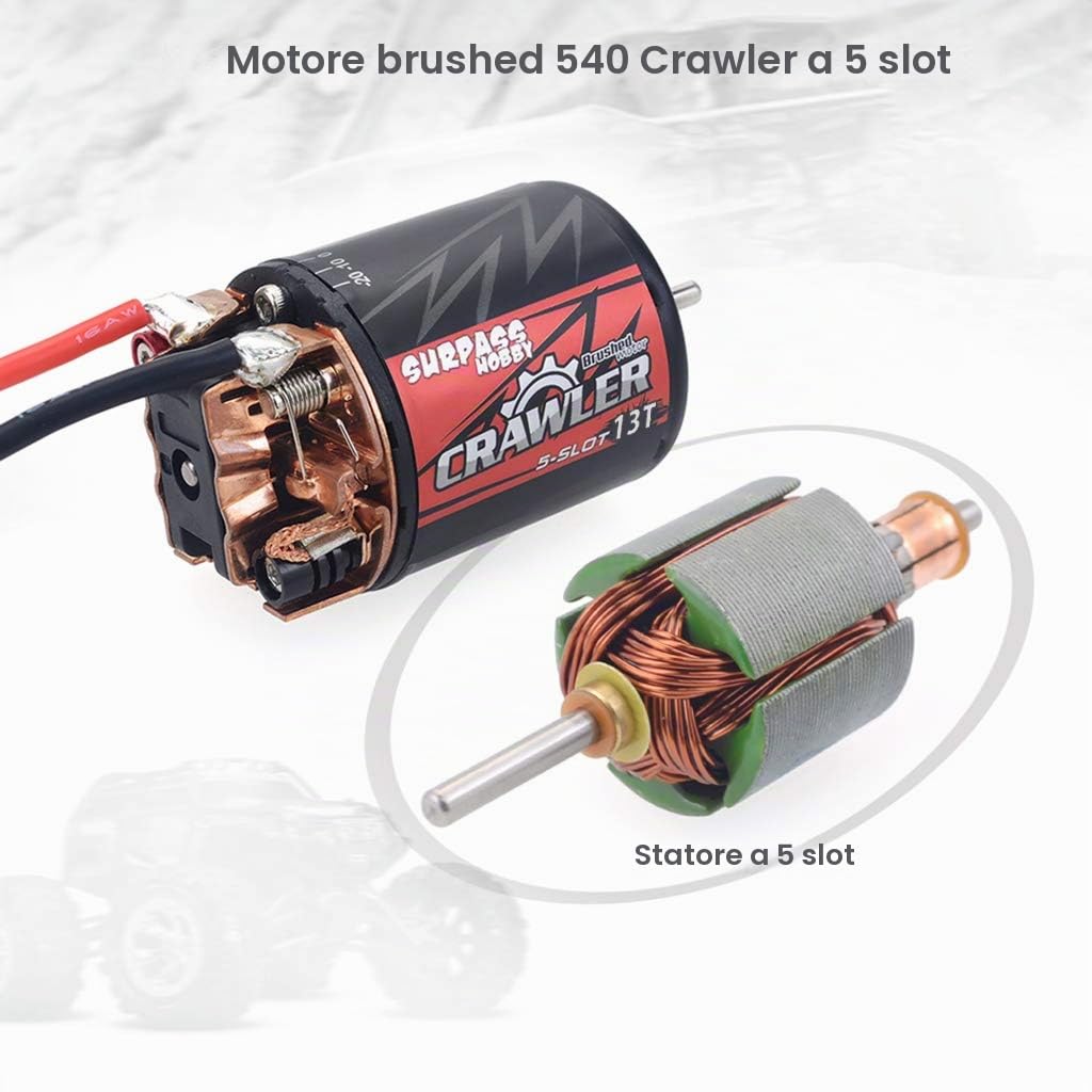 DollaTek 540 13T Motore spazzolato Motore per auto RC a 5 slot con ESC spazzolato 60A Impermeabile 6V / 2A SBEC e scheda di programmazione Combo Set per 1/10 RC Crawler