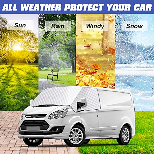 Rv Windshield Cover Compatible With Ford Transit 2012-2021, Exterior Rv Front Window Cover, Front Window Shade Sunshade Blackout Cover With Mirror Cutouts #TOP4