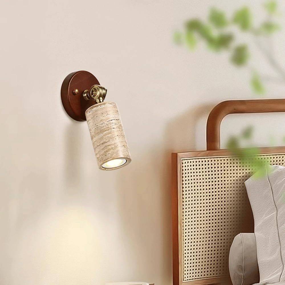 Genérico Moderna Lámpara de Pared Lámpara de Lectura de Piedra Natural de Mediados de Siglo Madera Brazo Ajustable Mármol Vintage Granja Industrial para Cama Mesita de Noche Dormitorio Sala de Estar