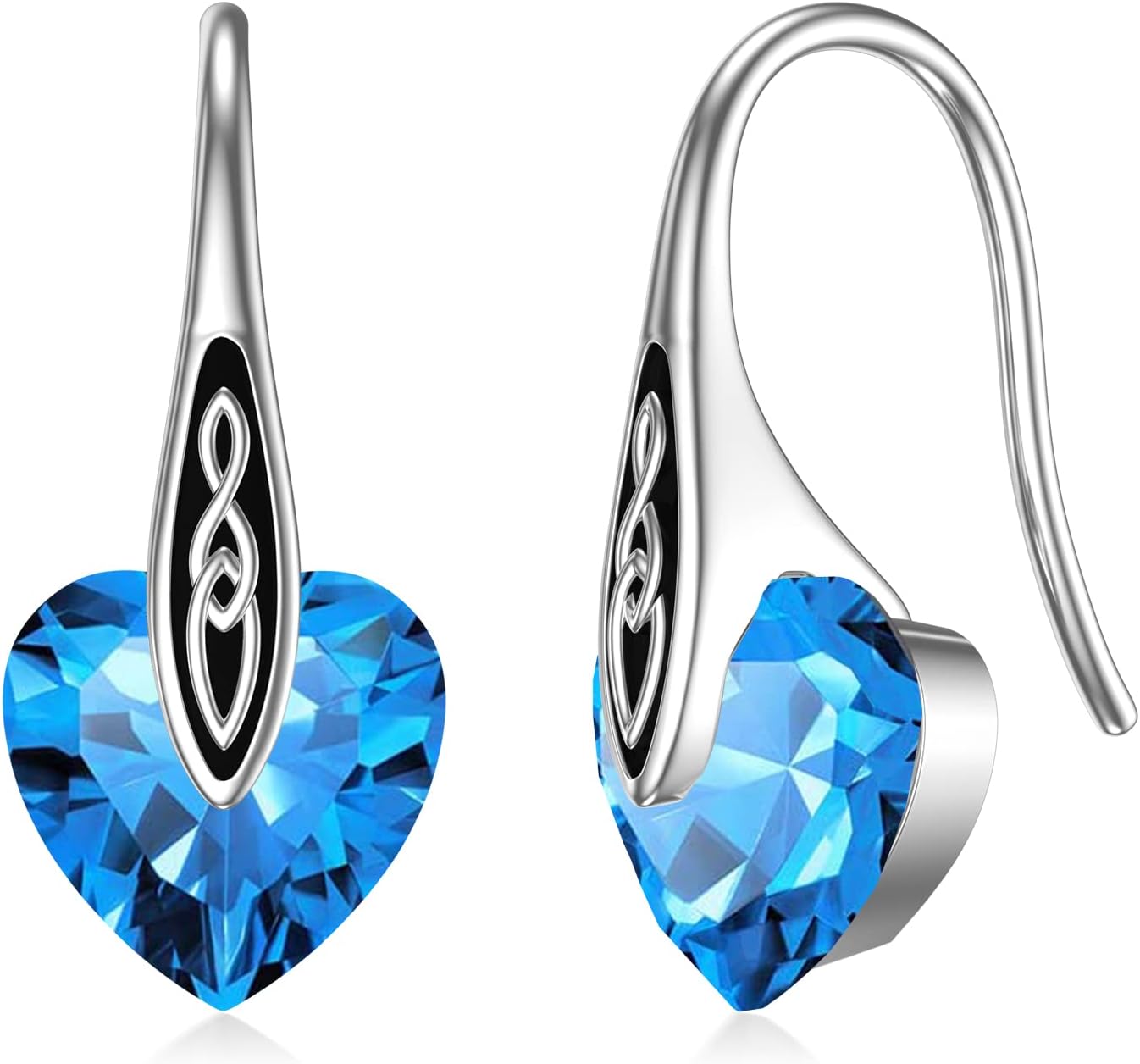 Birthstone Earrings Sterling Silver Celtic Dangle Drop Earrings Hypoallergenic Hook Earrings Irish Jewelry Mothers Day Birthday Gifts for Daughter Girlfriend Wife