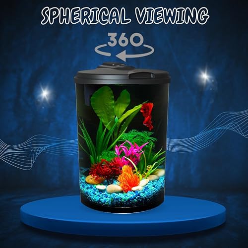 Miniatura 16 de Koller Products Juego de acuario AquaView 360 de plástico de 6 galones para peces tropicales, peces betta con iluminación LED y filtro de potencia