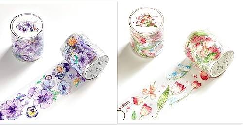 Rollo de calcomanías de flores naturales 2 rollos con orquídeas y tulipán calcomanías de flores florales calcomanías de vinilo para juguetes regalos