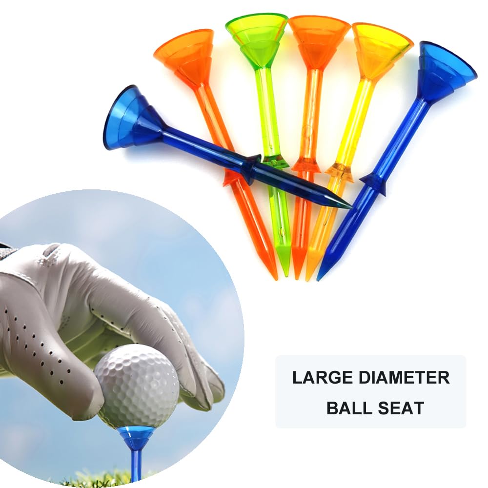 LIQIWI Big Cup Golf Tees & Golf Tees Double Layer Plastic,Reduce Friction and Side Spin ? Excellent Durability and Stability Tees 3 1/4 Inch 40 Pack,Mixed Colors for Practice TE017