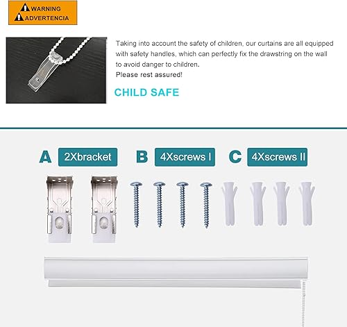 Miniatura 8 de Changshade Persianas enrollables Shangri-La personalizadas, con cordón y filtrado de luz, con aislamiento térmico, control de luz de privacidad para