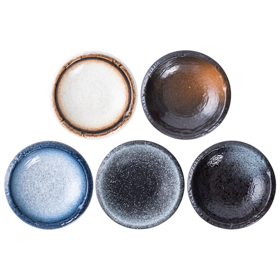 Assiettes d'assaisonnement en céramique : lot de 5 coupelles de service colorées