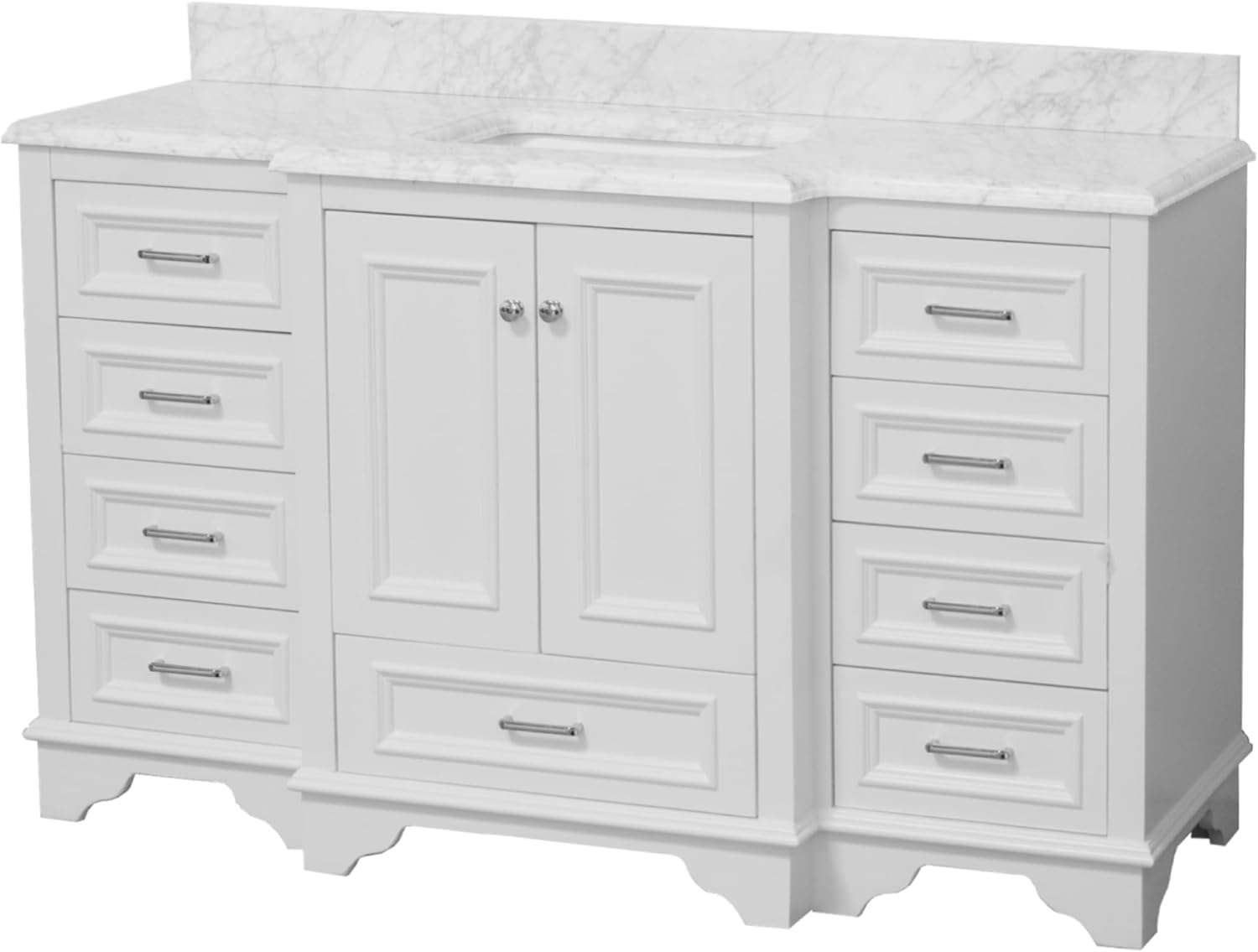 Kitchen Bath Collection Nantucket 60-inch Single Bathroom Vanity (White/Carrara): Includes Cabinet With Authentic Italian Carrara Marble Countertop and Ceramic Sink
