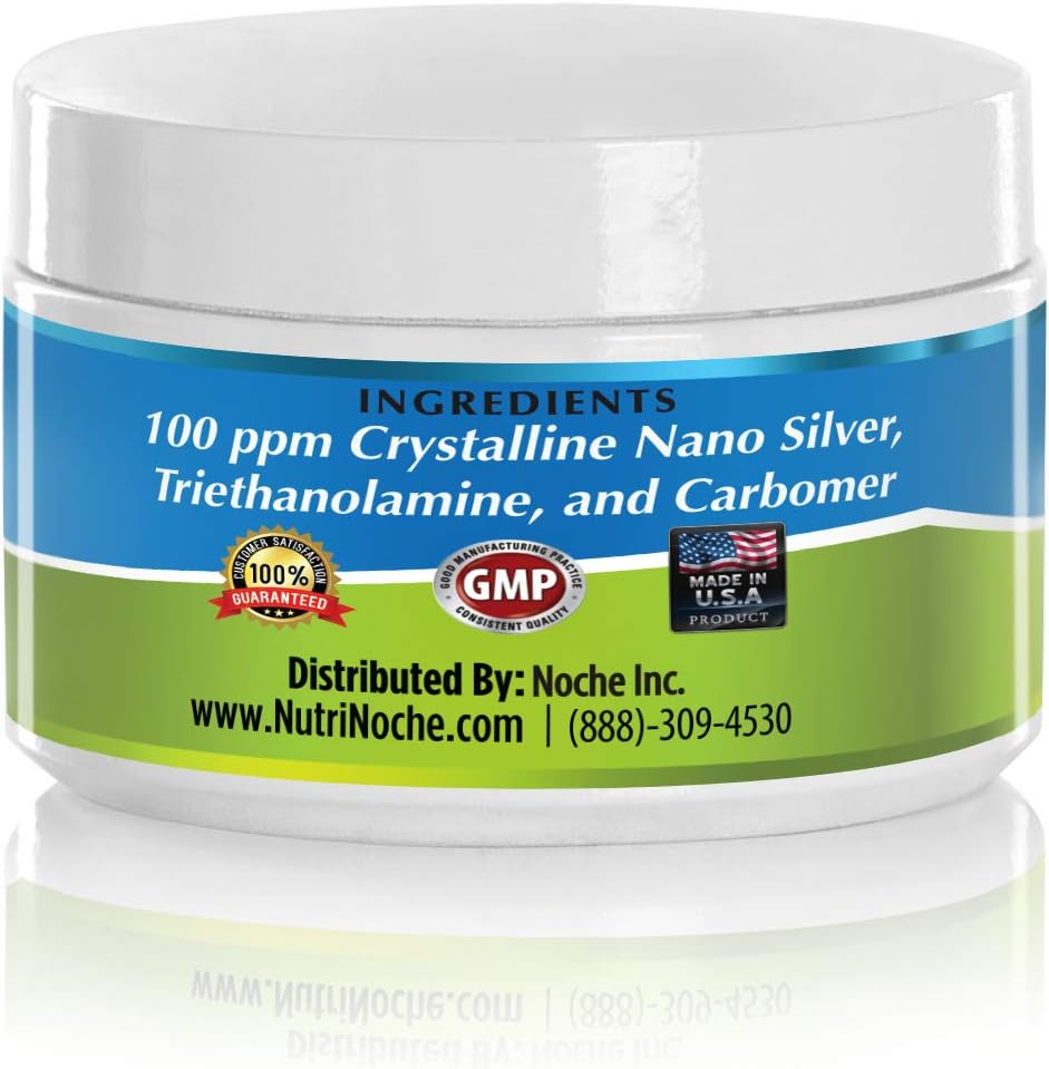 NutriNoche Colloidal Silver Gel - 100 PPM - Colloidal Silver Gel (4oz) - Soothing and Cooling of Sunburns, Razor Burn and Skin Burns