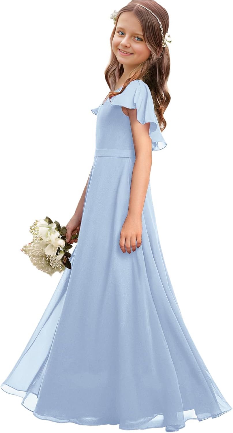 Kids Junior Bridesmaid Dresses Chiffon Flower Girl Dress for Teen Girl Long Party Pageant Gowns - Image 2