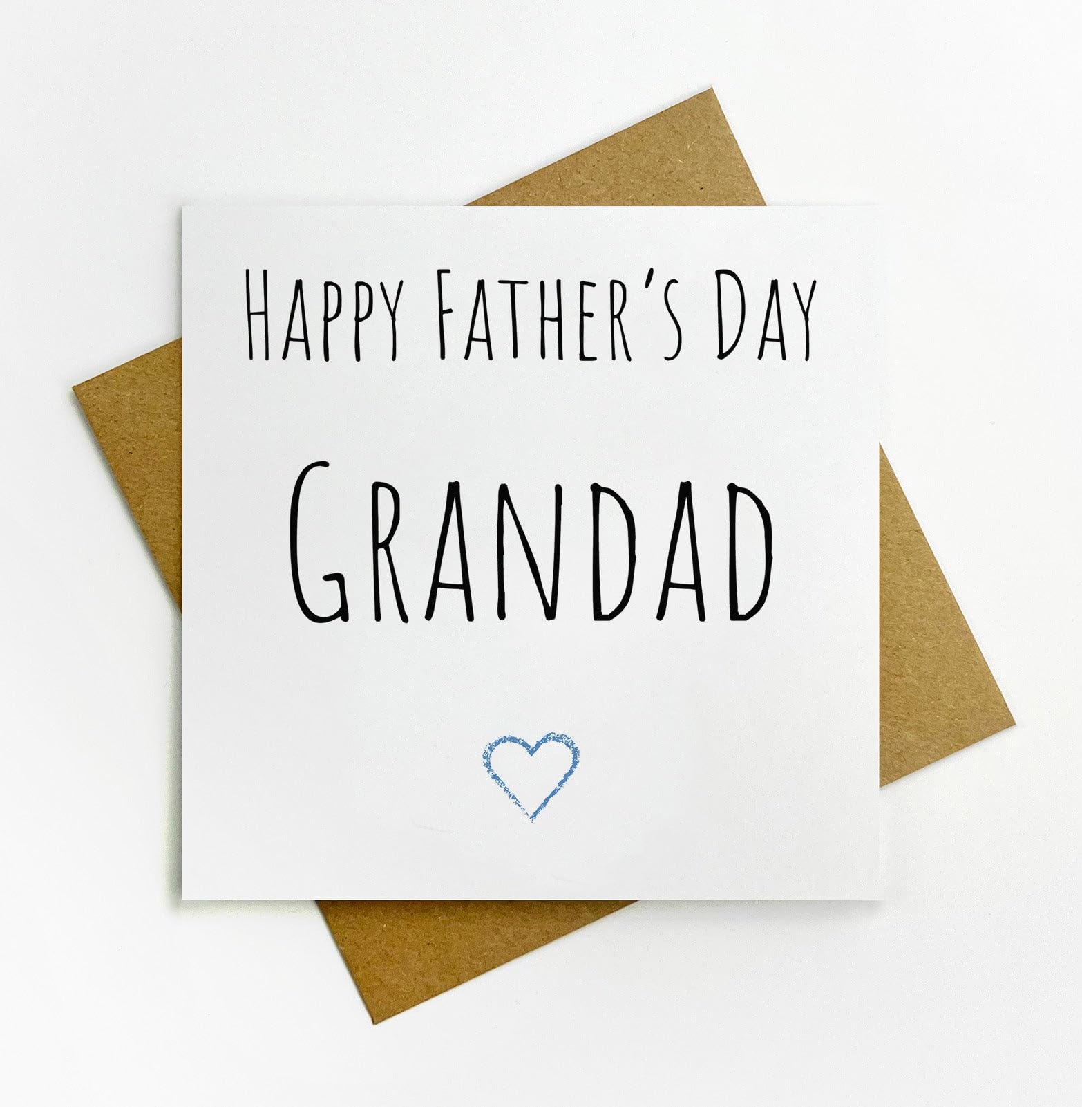 Biglietto Auguri Festa Del Papà Con Cuore Blu – Semplice Ed Elegante, Interno Bianco