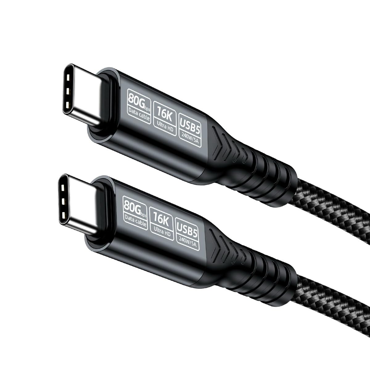 CY USB5.0 80Gbps USB-C Male to Male Cable with 240W and 16K@30hz 8K@60Hz 5K@60Hz Compatible with USB4.0 Thunderbolt3/4/5 (200cm)