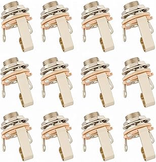 12 Pack Guitar Jack, 1/4" Mono Guitar Output Jack for Optimal Signal, Tone & Lowest Possible Noise for Electronic Guitar,Bass, Amp,Panel Mount, Audio Etc Replacement Input and Output Jack Plate