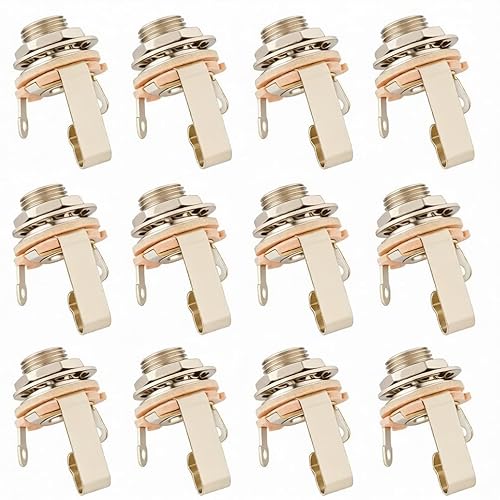 12 Pack Guitar Jack, 1/4" Mono Guitar Output Jack for Optimal Signal, Tone & Lowest Possible Noise for Electronic Guitar,Bass, Amp,Panel Mount, Audio Etc Replacement Input and Output Jack Plate