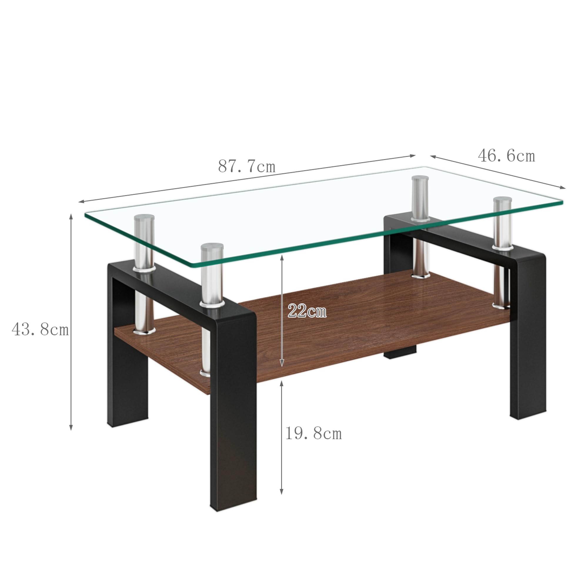 モダン長方形コーヒーテーブル 強化ガラス天板 リビング用クリアガラス ブラック脚 Amazon.co.jp: ローテーブル モダン長方形コーヒーテーブル 強化ガラス