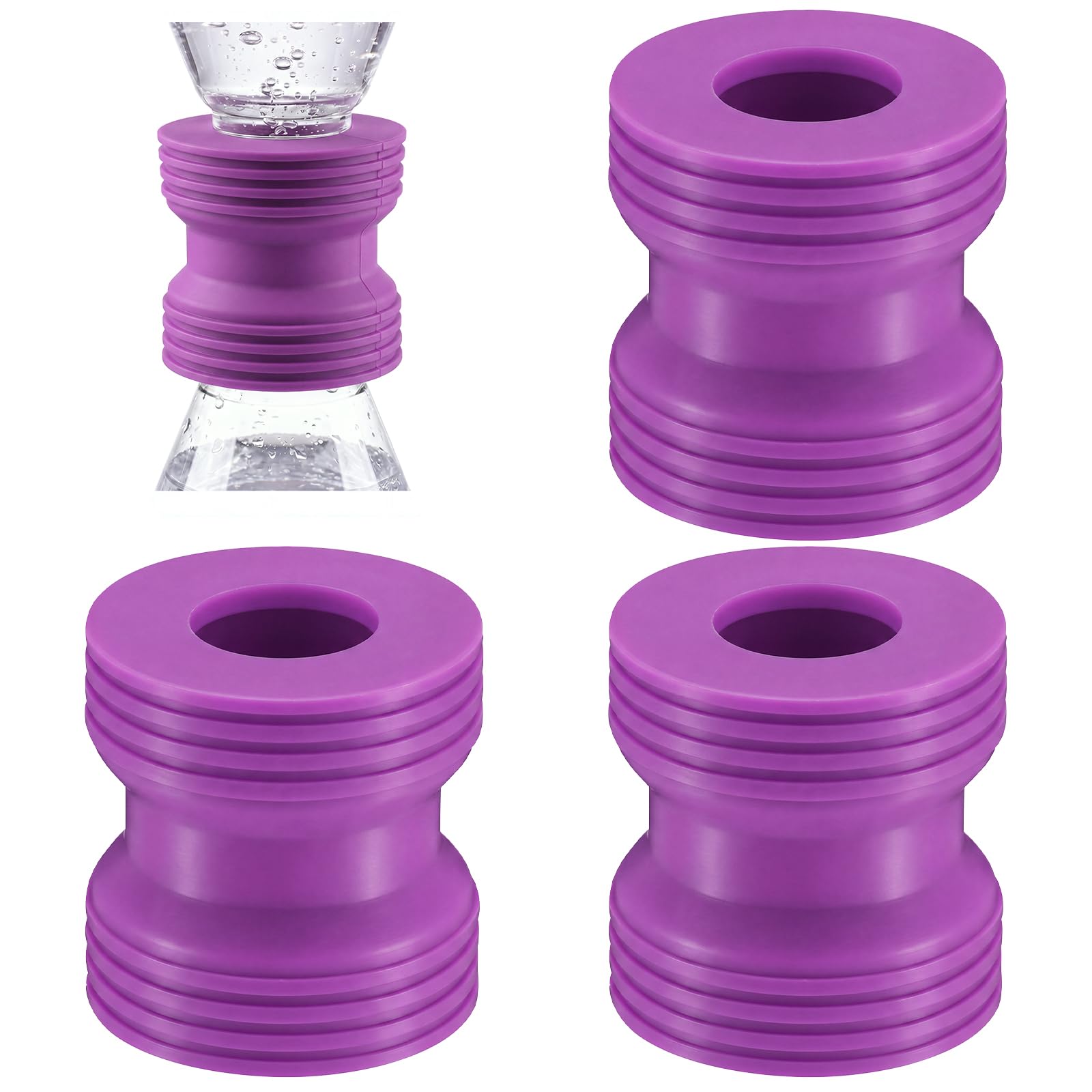 3 Pack Bottle Transfer Connector Emptying Kit Soap &amp; Lotion Bottles, Purple