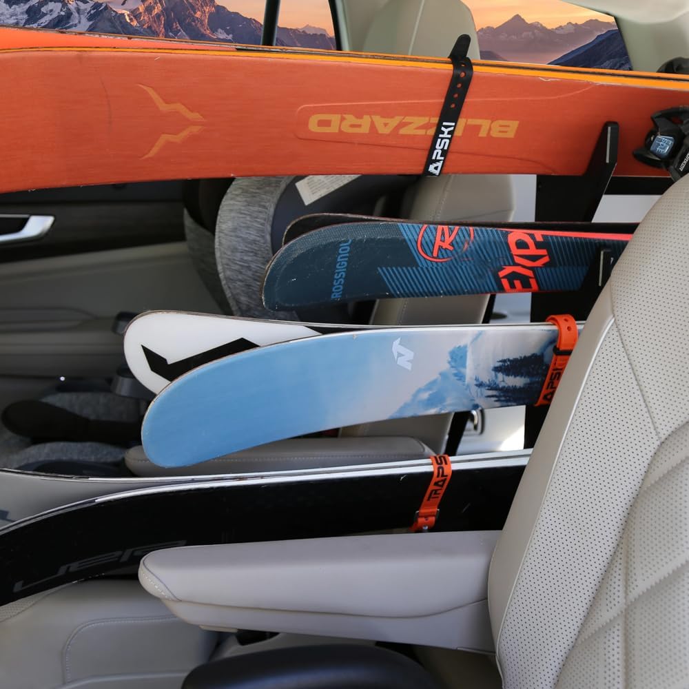 TRAPSKI Tower with Security Strap | Internal Ski Mobile Rack Holder Organizer Carrier for SUVs, Vans, Minivans, Crossovers, Hatchbacks | Marine Grade HDPE Plastic | Made in The USA