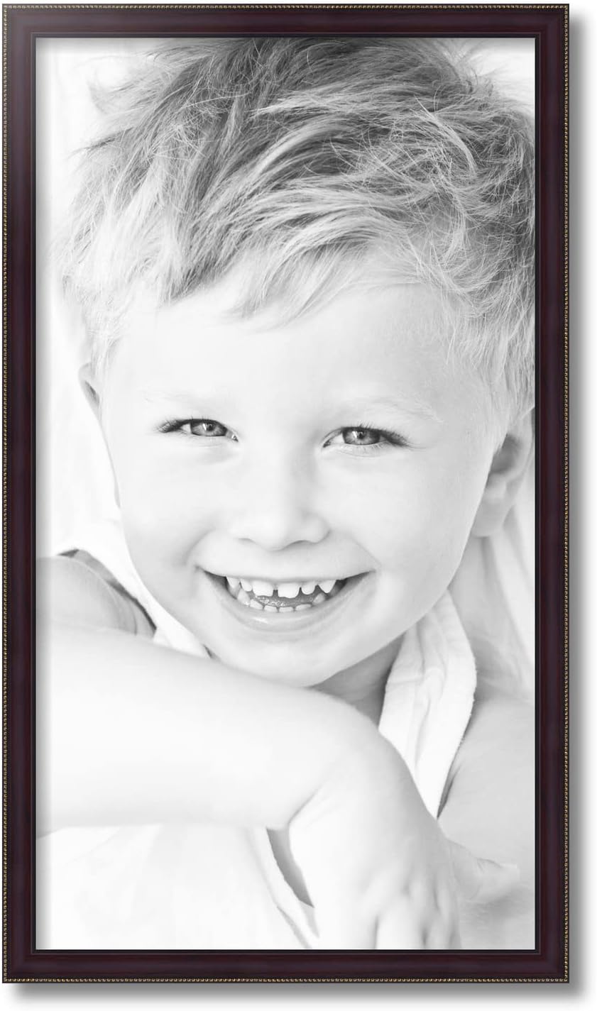 ArtToFrames 15x27 inch Mahagony with Gold Beads Wood Picture Frame, 2WOM0066-80886-120-15x27
