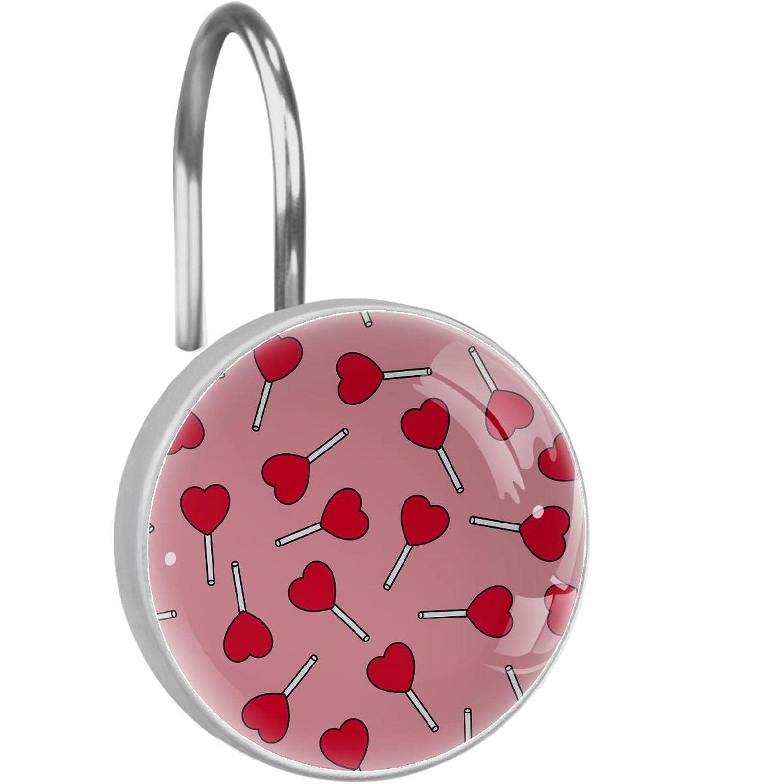 Crochets pour rideau de douche rose en acier inoxydable de salle de bain