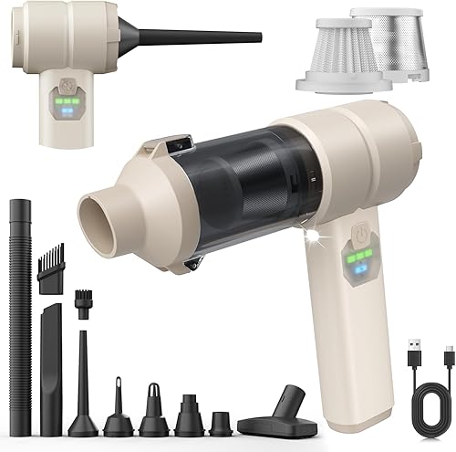 Aspiradora de coche, aspiradora de mano inalámbrica con motor sin escobillas, aspiradora recargable de alta potencia de succión de 20000 PA y