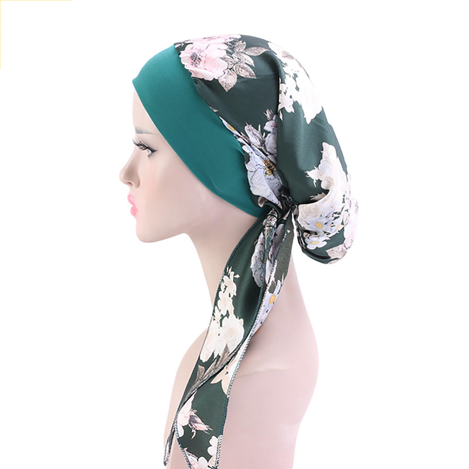 Chemo Headwear para mujer, 4 piezas, bufanda preatada, gorro de calavera