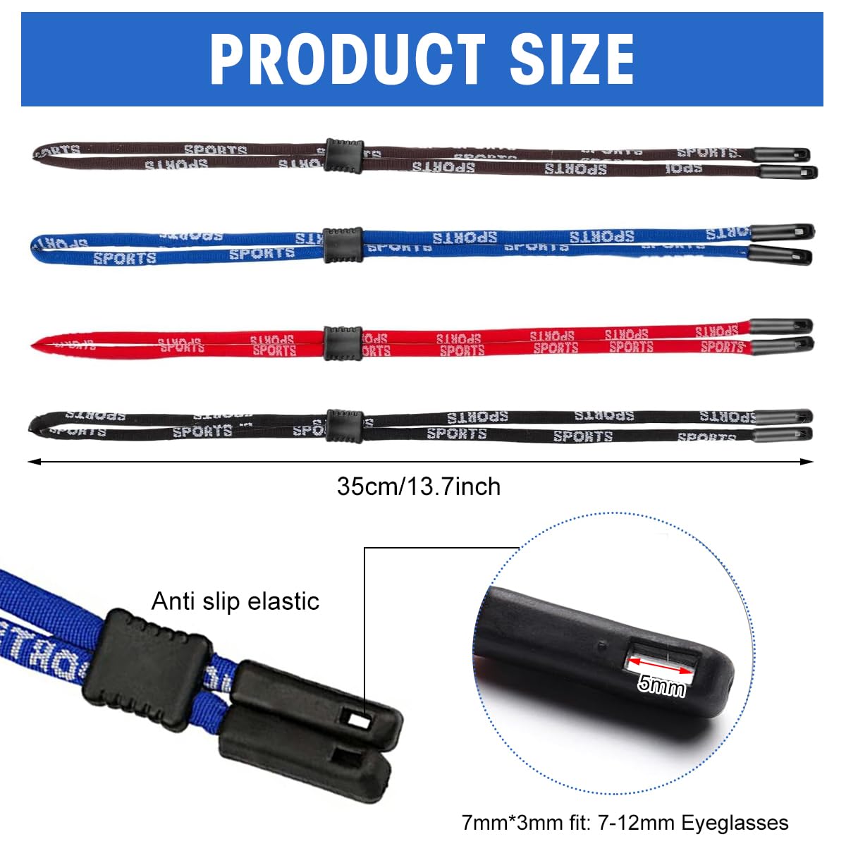 PATPAT® 4Pcs Eyeglasses Sport Straps, Adjustable String with Sliding Buckle, Eyeglasses Retainer Straps, Multi Color Fashion Printed Eyewear Strap for Day Activities, Running - Image 2 thumbnail