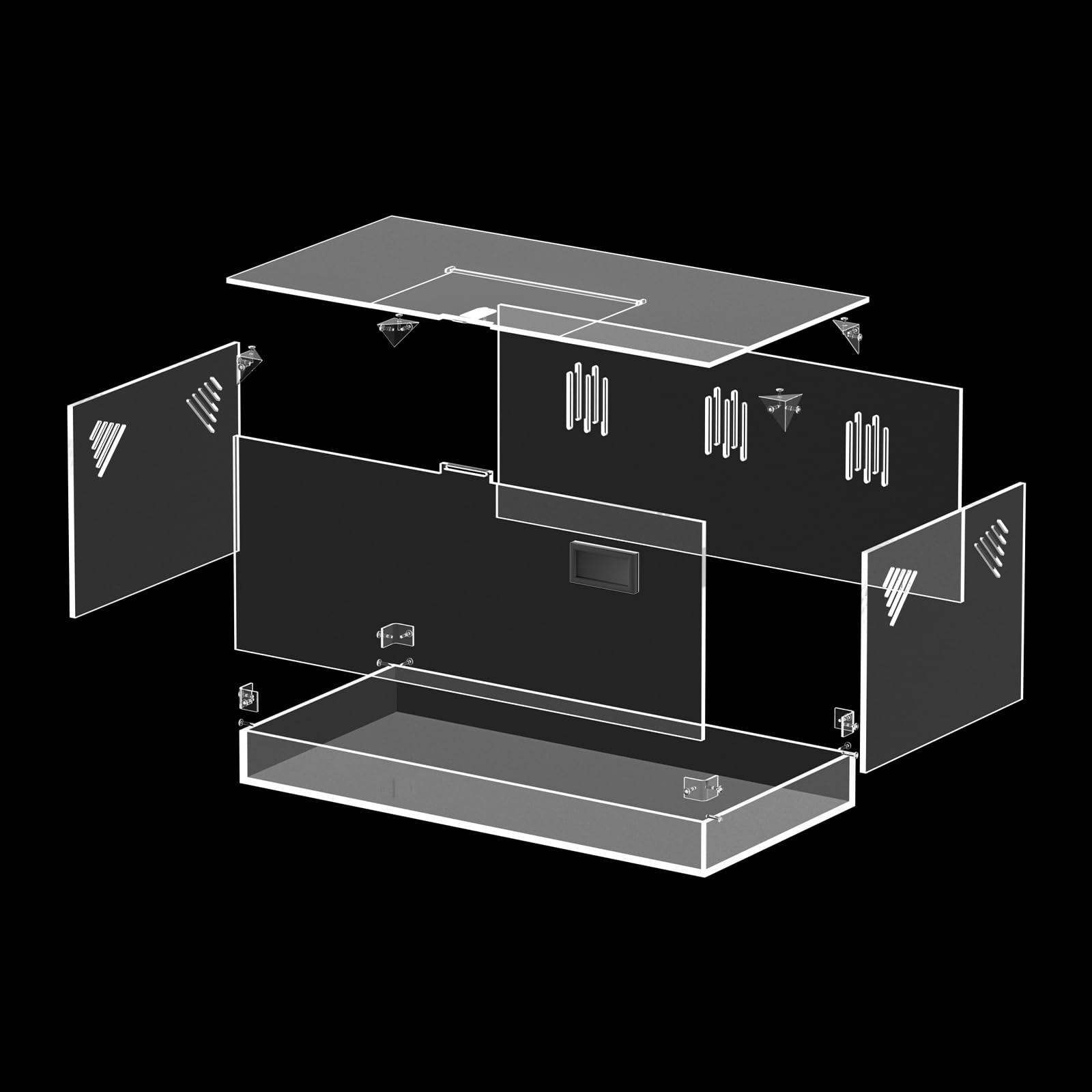 Tanque de terrario para reptiles, terrario de caracoles, grande, acrílico transparente, caja de alimentación para reptiles con higrómetro de temperatura, terario de arañas, caja de cría de