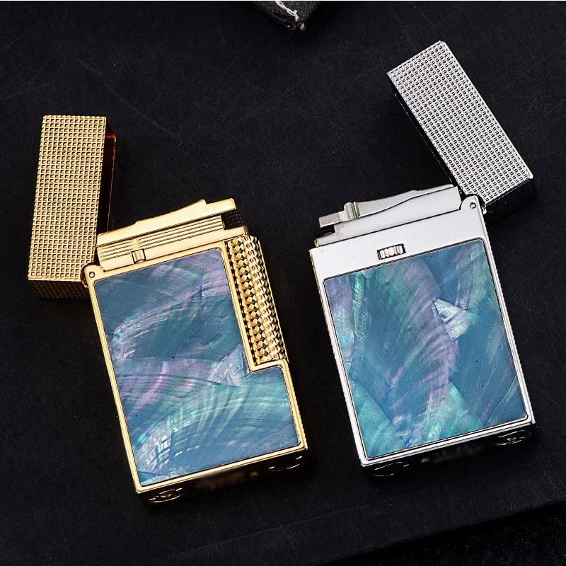 Encendedor de gas recargable doble llama cobre dorado miniatura 3