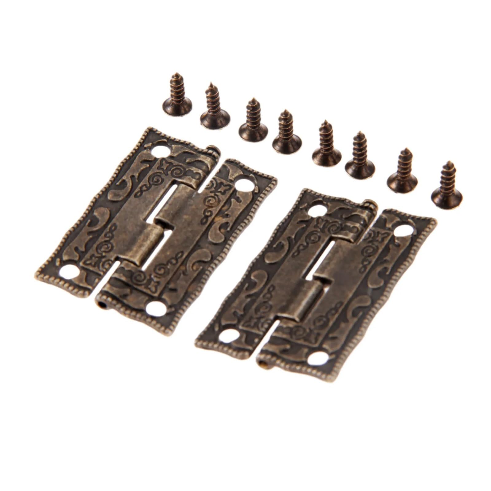 10Pcs Antique Bronze Hinges Cabinet Door Drawer Decorative Mini Hinge for Jewelry Wooden Box Furniture Hardware 35 * 23mm for Box