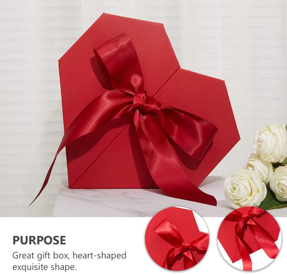 PATKAW Heart Shape Flower Box Valentine Boxes Magnetic Chocolate Gift Box Packing Box with Ribbon Decor and Cover for Valentines Day Birthday Decor Red Valentine Gift Box