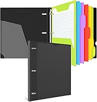 Vista 10 de INFUN Carpeta de plástico telescópica todo en uno, carpeta de anillas de 3 anillas con 1 bolsillo móvil de plástico, 5 separadores de plástico