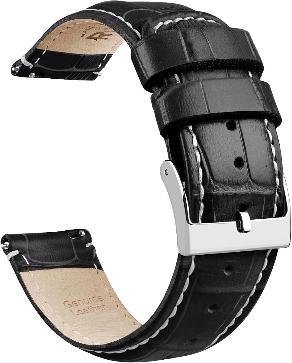 Regalo de Navidad Correas de reloj de cuero de liberación rápida Correa de reloj de cuero genuino para Samsung Galaxy Watch 6 Band Classic 43 mm 47 mm 40 mm 44 mm 18 mm, 20 mm o 22 mm para hombres y mujeres, regalos de elefante blanco, rellenos de calcetines para hombres