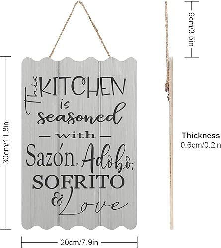 Miniatura 6 de Letrero de madera con texto en inglés This Kitchen is Seasoned with Sazon Adobo Sofrito & Love La Cocina The Kitchen Puerto Rican Kitchen Spanish