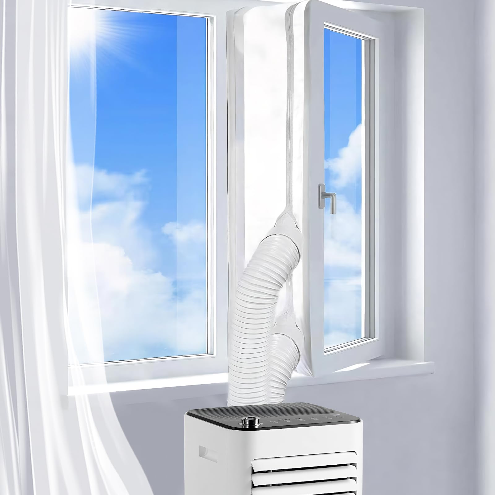 Air Conditioner Window Seal, AC Window Seal Kit for Mobile Air Conditioner and Tumble Dryer, Hot Air Stop Air Exchange Guards with Zip and Adhesive Fastener (4m) โ image 1