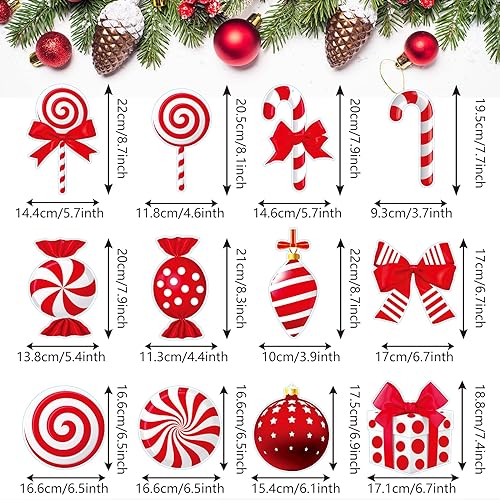 Image of Christmas Hanging Swirls Decorations - Red White Christmas Party Decorations Xmas Peppermint Candy Cane Hanging Ceiling Decor for Home Xmas Winter Holiday Party Decor
