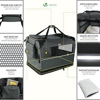 Geantă de transport pliabilă pentru câini și pisici VOUNOT, mărimea XL, gri, țesătură Oxford, respirabilă, cadru metalic, salteluță de pluș, mânere și buzunare, 82x60x60 cm 5
