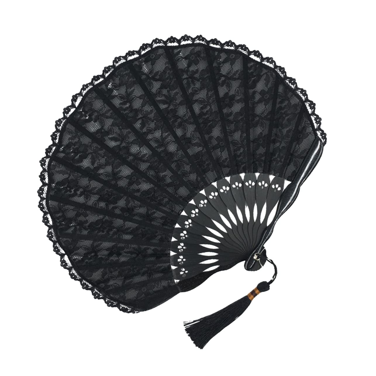 STOBAZA 6stücke Handgefertigte Fächer Im Retro Japanischen Stil Elegante Klappfächer Mit Spitzenverzierungen Partygeschenke Für Frauen Und Damen Schwarze Oberfläche Mit Spitzen