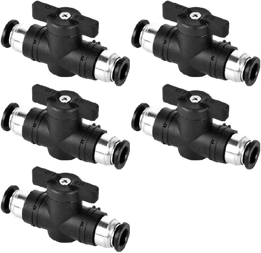 Beduan Pneumatic BUC Ball Valve, 5/16" x 5/16" OD Push to Connect Fitting Air Flow Control Valve Straight Quick Connect Union (Pack of 5)