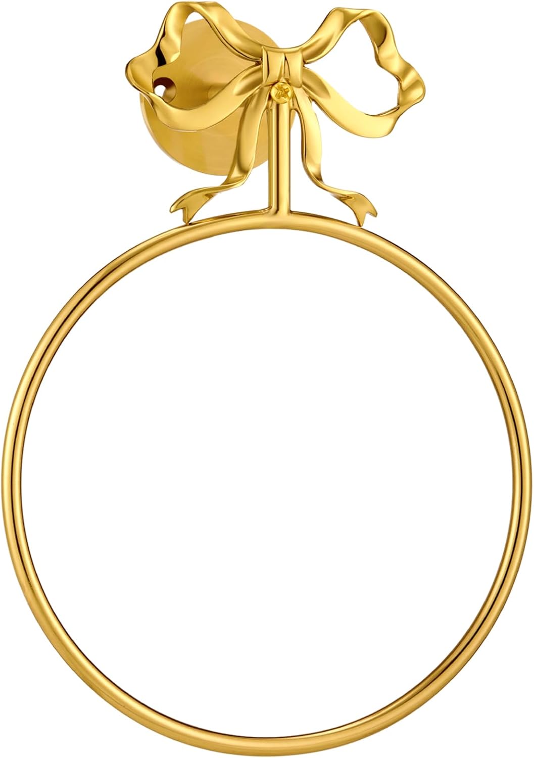 Coquette Gold Bow Towel Holder Brass Gold Bow Hand Towel Ring Retro Bathroom Hardware Accessories Vintage Girly Wall Mount Hanger Ring for Room Bathroom Kitchen Decor
