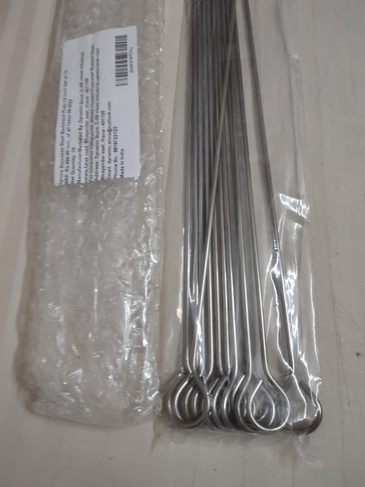 Dynore Stainless Steel 12 Inch Barbeque Rods/Skewers - Set of 12 ...