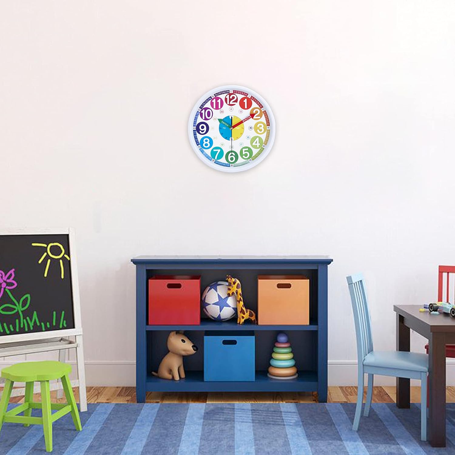 Lafocuse 12 Inch Silent Colorful 3D Numbers Telling Time Teaching Clock - Image 3
