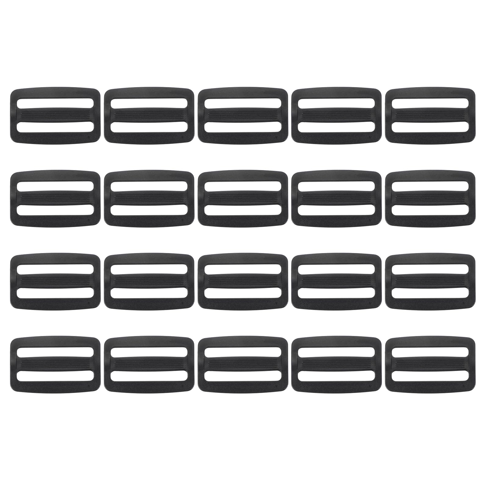 PATIKIL Plastic Slide Buckle 1 Inch(25mm), 20 Pack Rectangle Tri-Glide Slider Webbing Strap Belt Adjuster for Dog Collar Harness Belt Backpack Bags Making DIY Replacement, Black