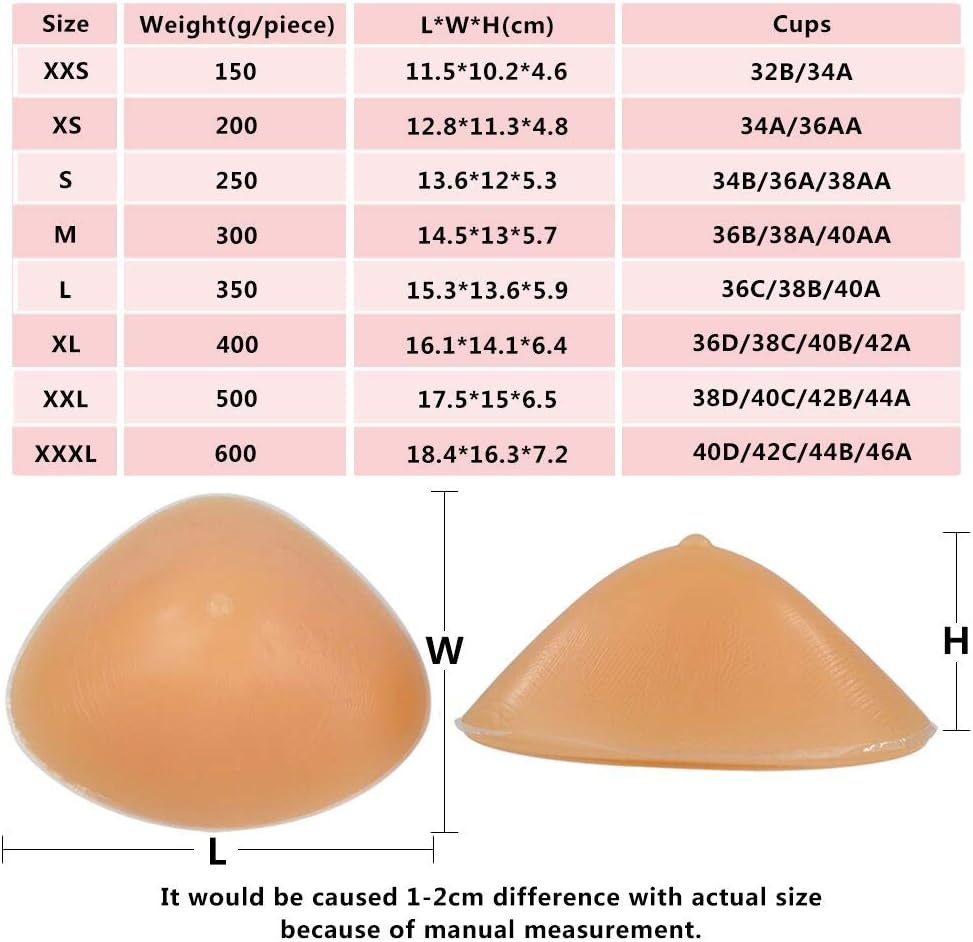 A-DD Cup Triangle Silicone Breast Forms Concave Bra Enhancer Inserts Mastectomy Prosthesis 1 Piece