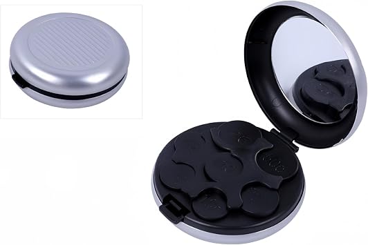 Euro/Yen Coin Organizer Portable Dispenser, Silver | Pocket Case Holder, For Cars/Storage